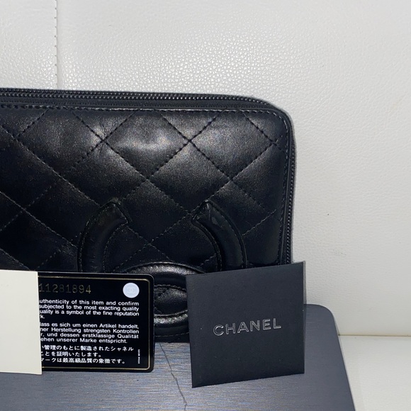 Authentic Chanel Cambon Ligne Quilted CC Zip Around Wallet Black Lambskin - Picture 14 of 15